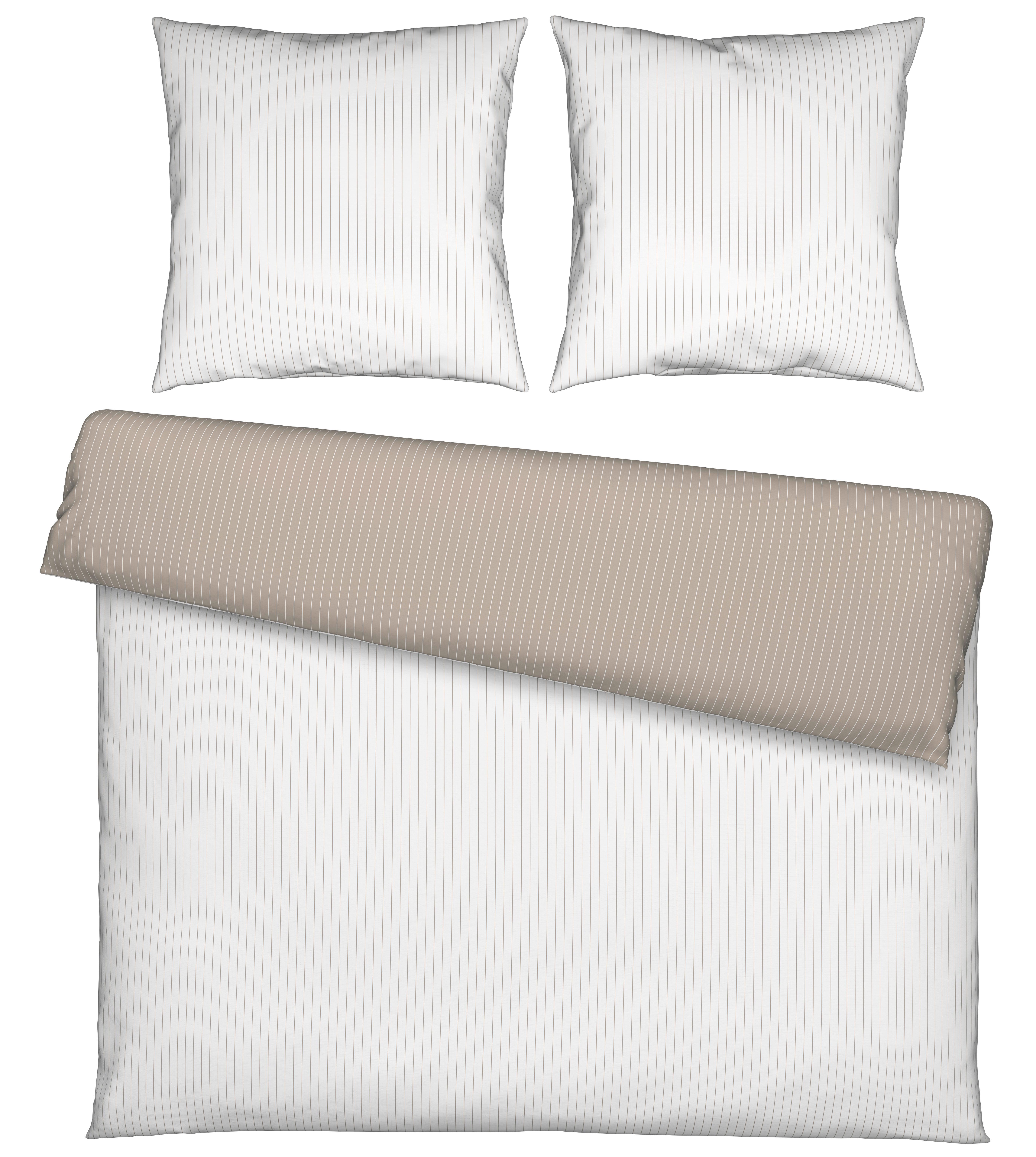 BETTWÄSCHESET TWILL STREIF XXL - Weiss/Beige, Modern, Textil (200/210cm) - Mömax