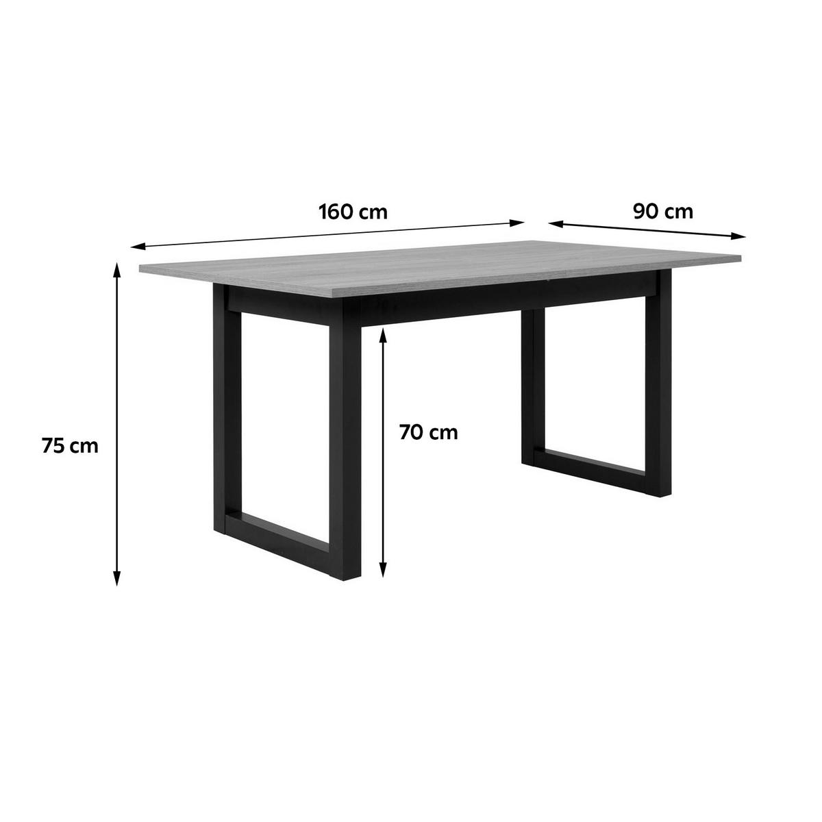 STÓŁ DO JADALNI DENVER - antracytowy/kolor dębu sonoma, Natur, materiał drewnopochodny (160/90/75cm) - MID.YOU