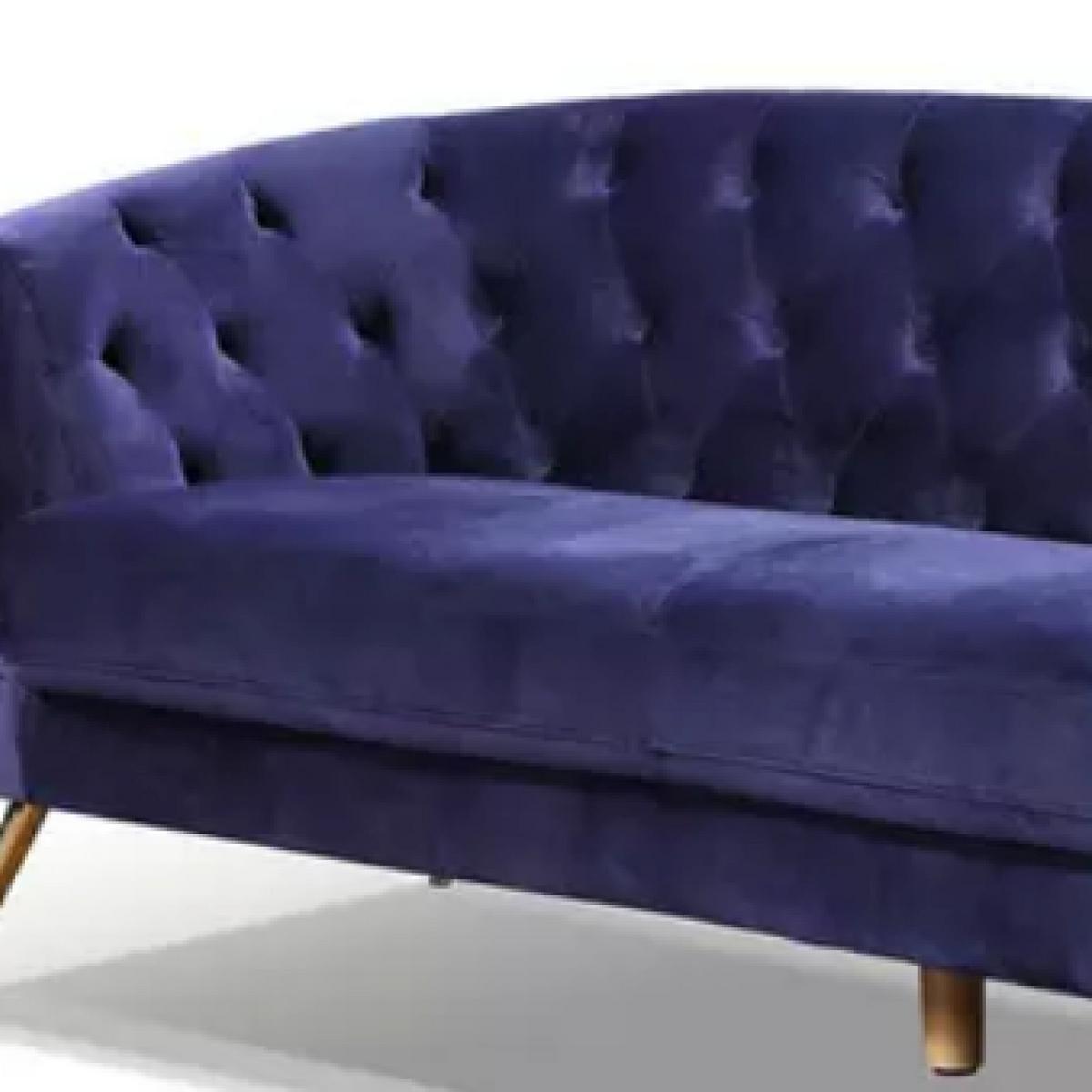 Trosed Lita, Modra, Žamet - zlate barve/modra, Moderno, kovina/tekstil (183/78/83cm) - Modern Living