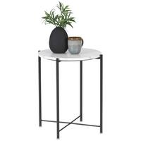STOLIK BOCZNY ROMAN - LOMOCO - - czarny/biały, Trend, materiał drewnopochodny/metal (45/45/50cm) - Lomoco