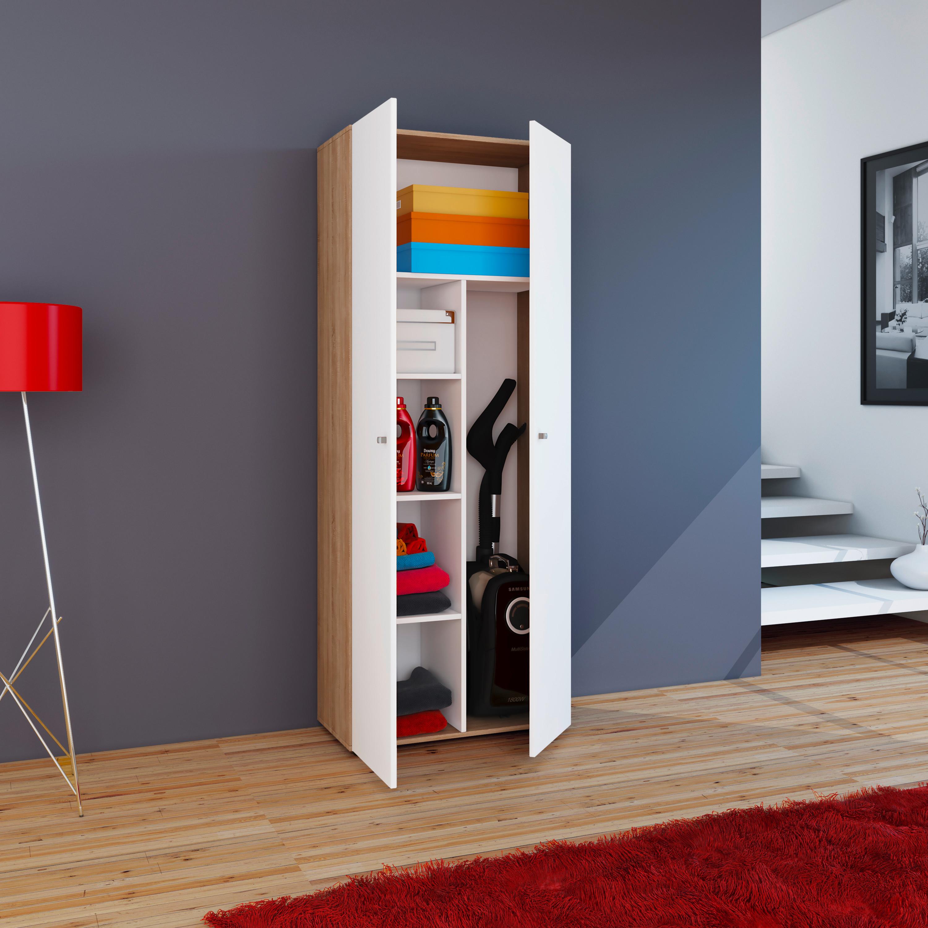 MEHRZWECKSCHRANK VANDOL II DT - Weiss/Eichefarben, Design, Holzwerkstoff/Kunststoff (70/178/39cm) - MID.YOU
