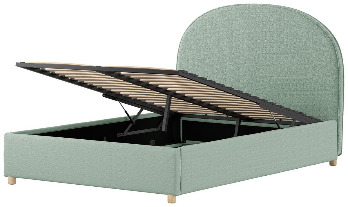 Kinder-/Juniorbett MOON Grün ca. 140x200 cm Bouclé - Naturfarben/Grün, ROMANTIK / LANDHAUS, Holz/Textil (140/200cm) - Vipack
