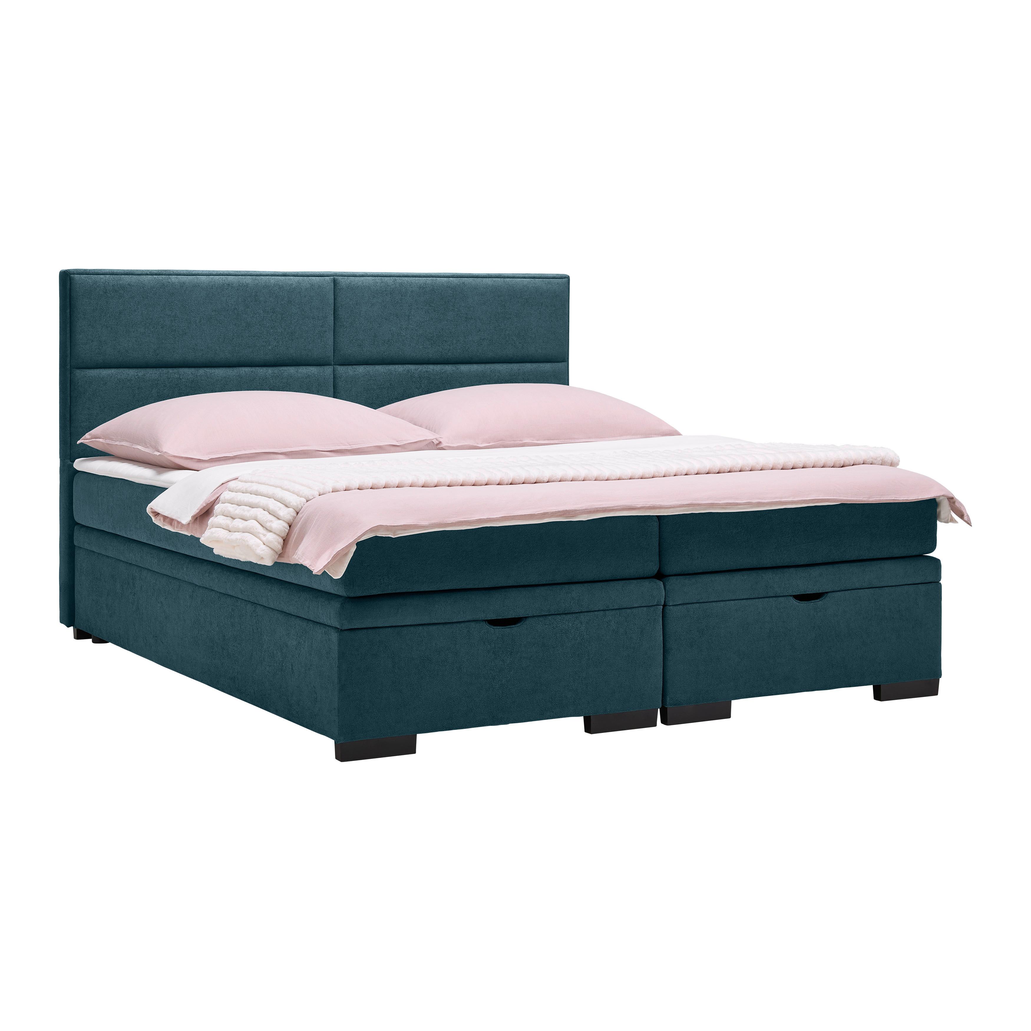 Boxspring Krevet Ethan - tamno plava/crna, Moderno, tekstil/plastika (160/200cm) - Premium Living
