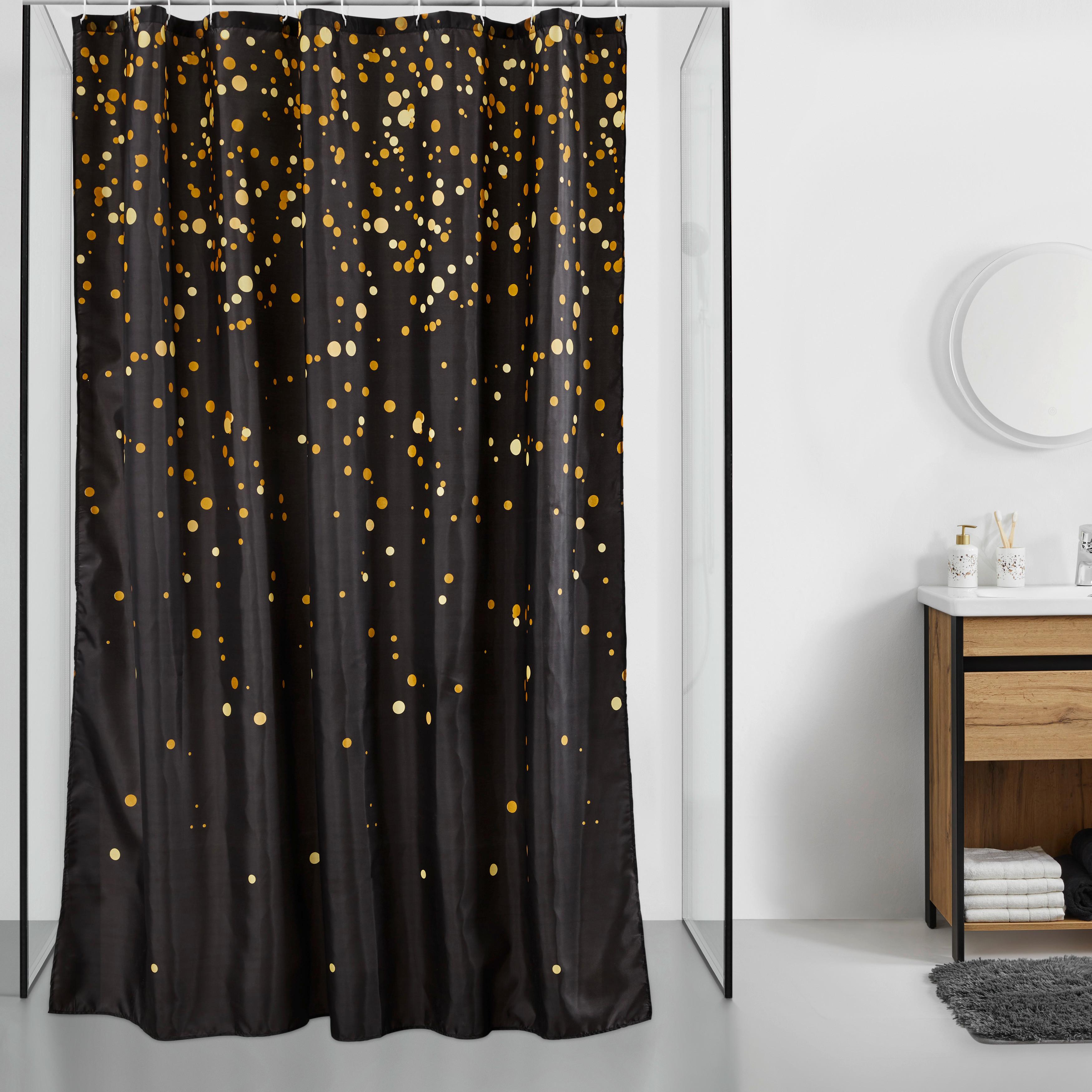Duschvorhang Ameo in Schwarz/Goldfarben - Goldfarben/Schwarz, MODERN, Kunststoff (180/200cm)