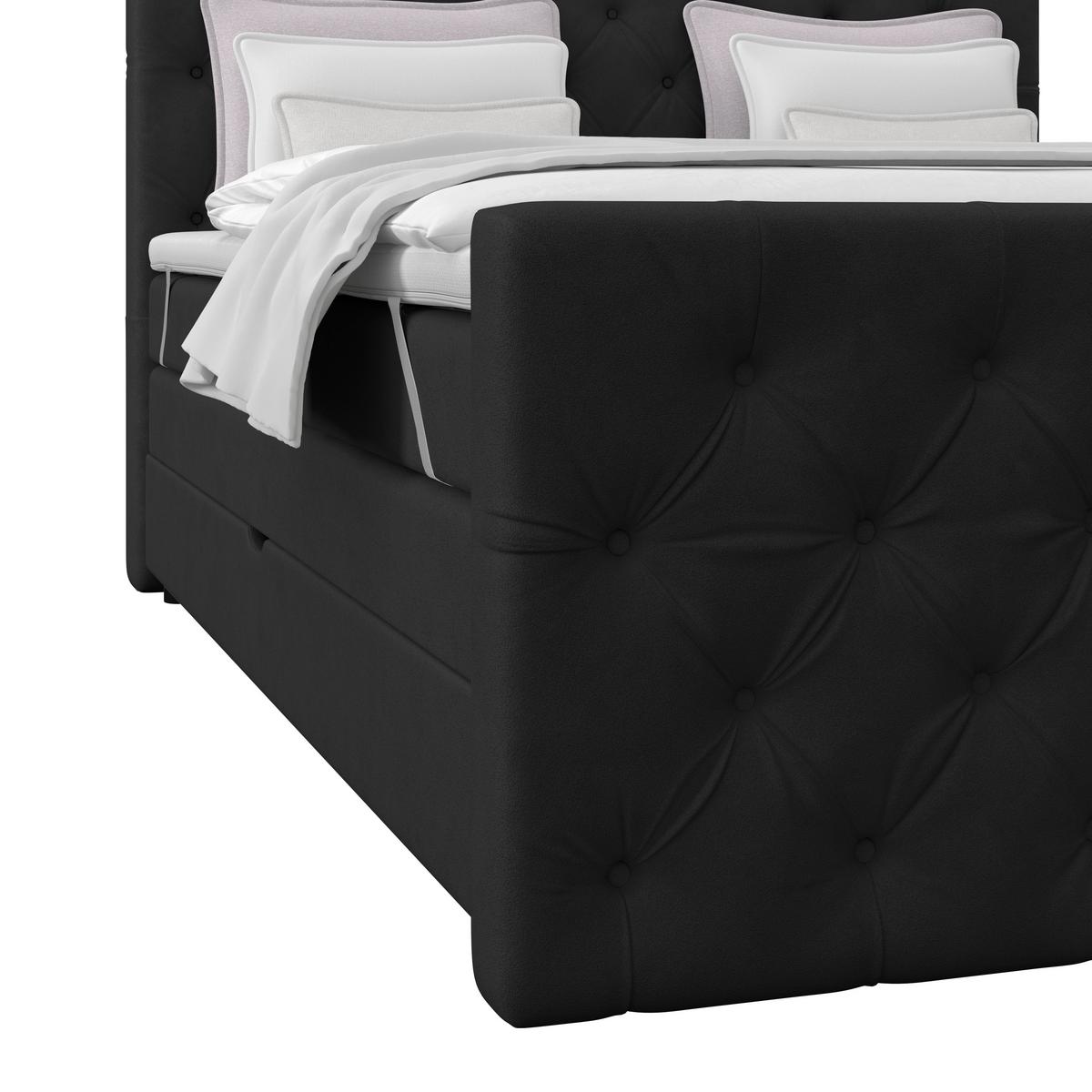 Boxspring Krevet Elio - bež/crna, Romantično / ladanjski, tekstil/plastika (160/200cm) - Modern Living