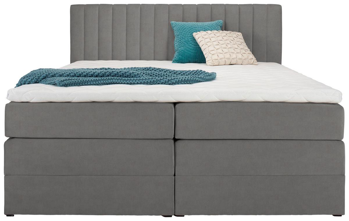 Postelja Boxspring Simon, Svetlo Siva, 180x200 - črna/svetlo siva, Konvencionalno, kovina/umetna masa (180/200cm) - Premium Living