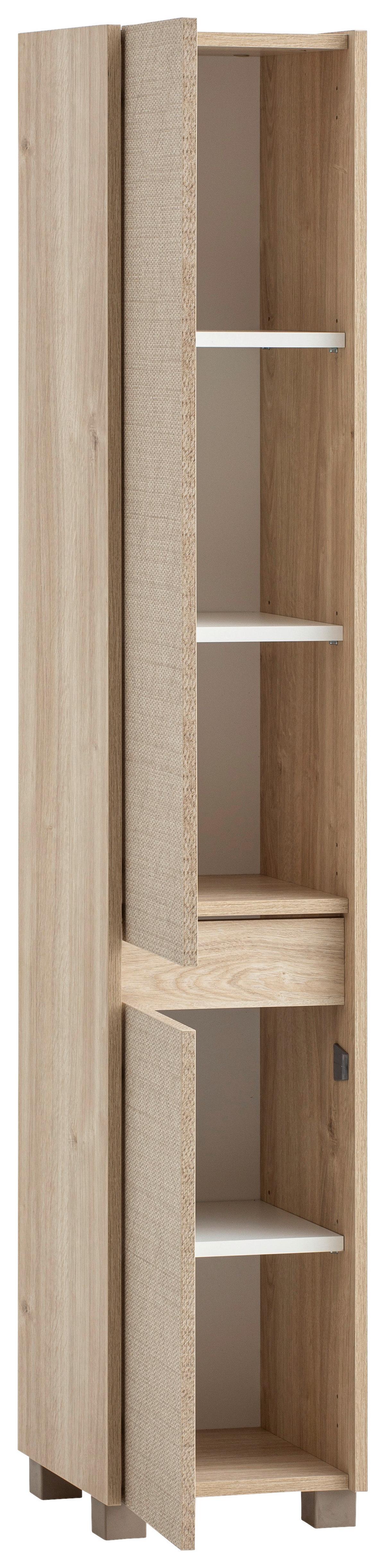 Hochschrank Sander Eiche/Beige - Beige/Schwarz, MODERN, Holzwerkstoff/Kunststoff (30,2/164,5/33cm) - MID.YOU