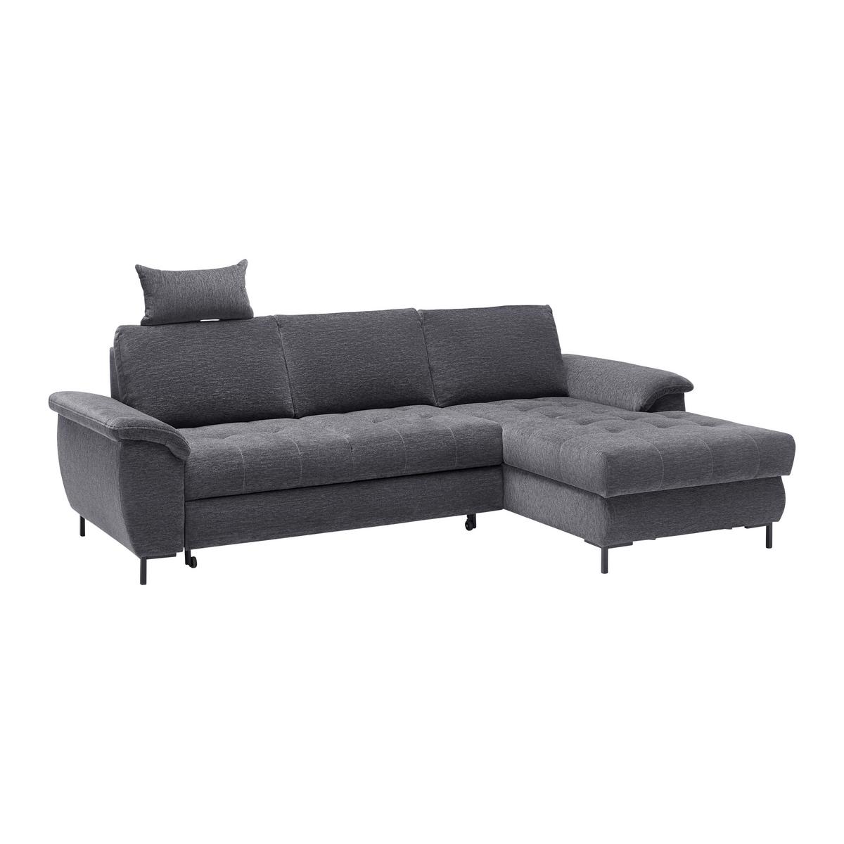 Ecksofa Focus L Grau Chenille - Schwarz/Grau, KONVENTIONELL, Holz/Textil (167/256cm) - Based