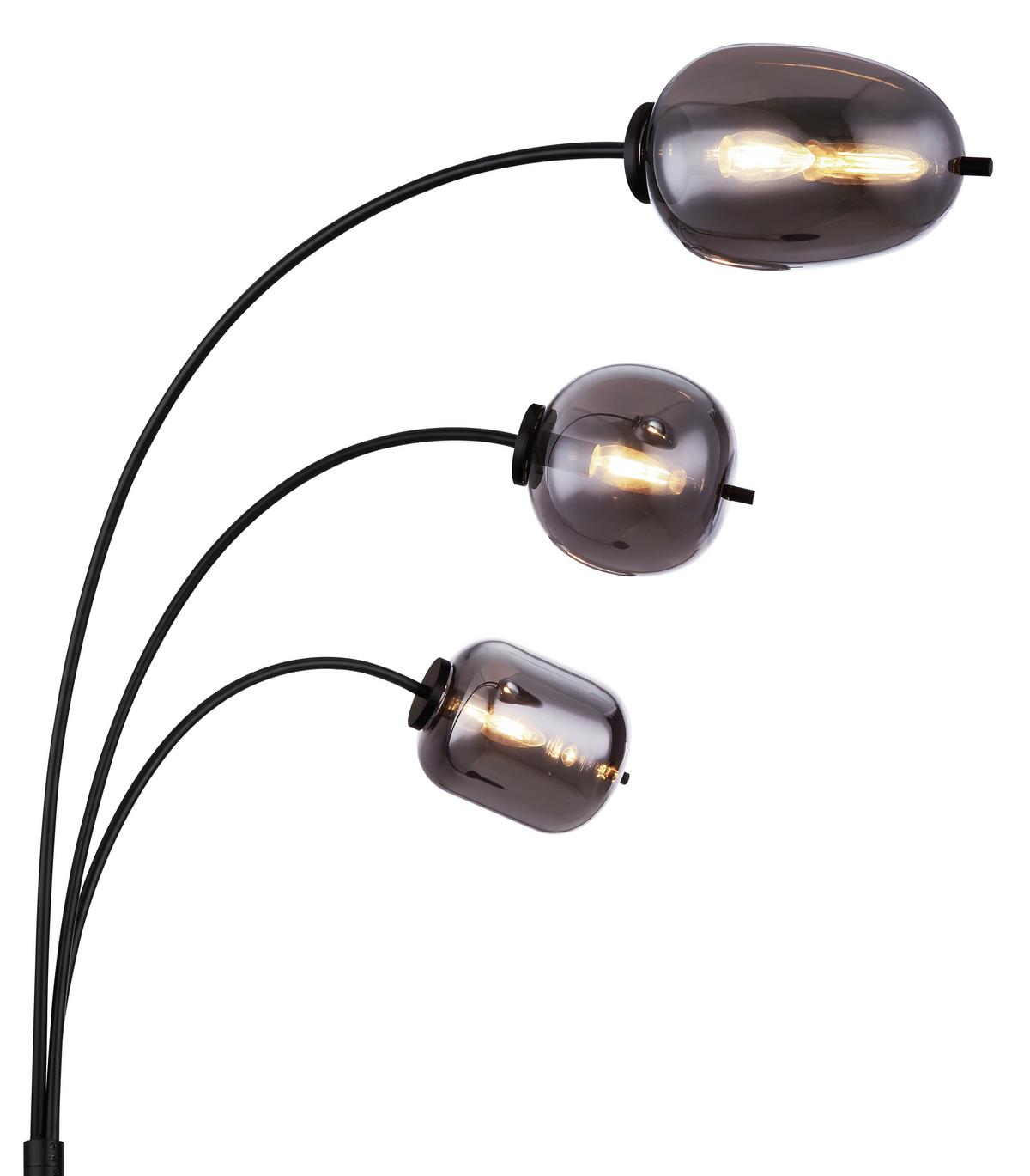 BOGENLEUCHTE 15345-3S  BLACKY - Schwarz/Grau, Design, Glas/Metall (80/60/175cm)