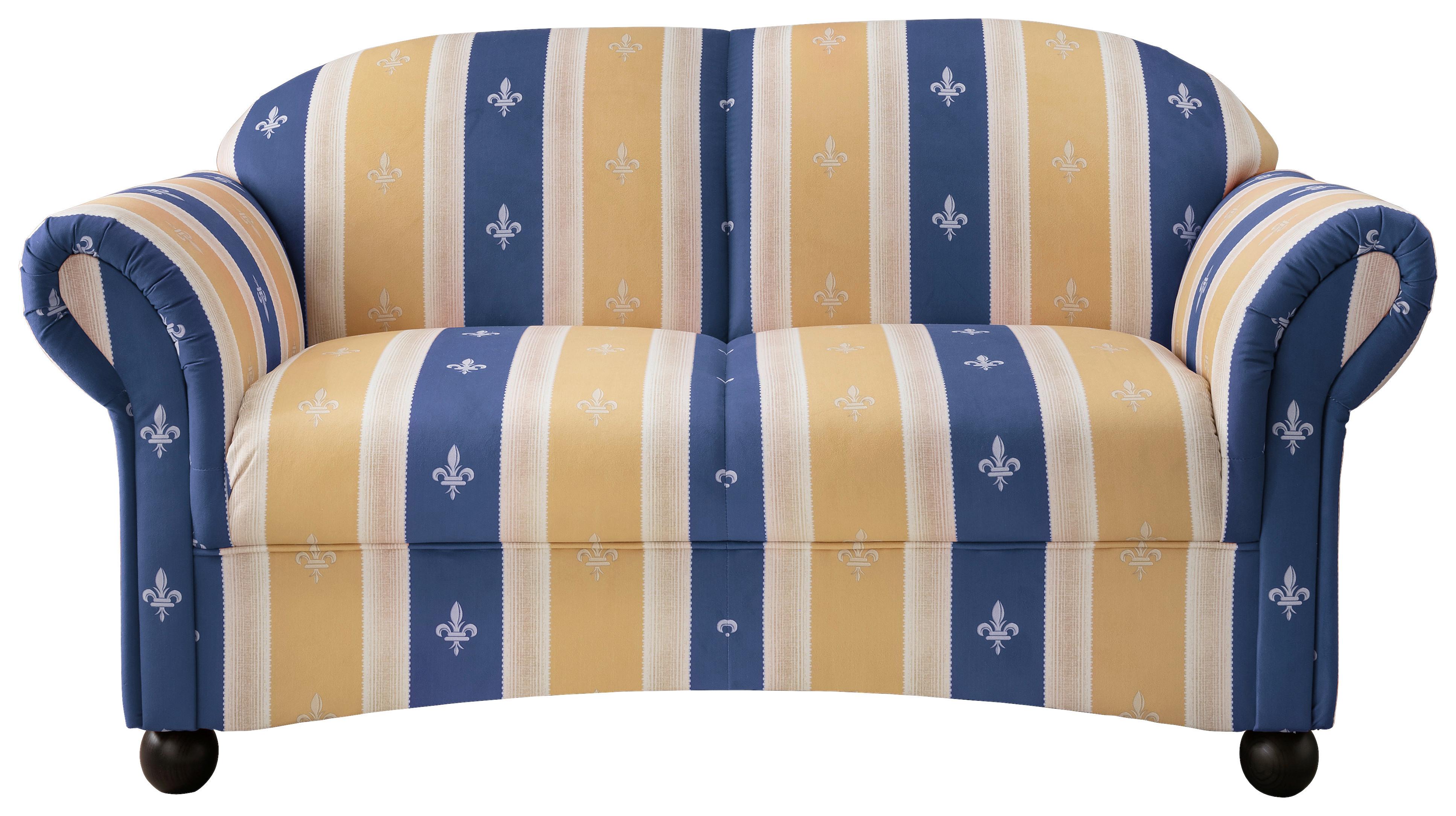 2-Sitzer-Sofa Torello Blau Mikrofaser - Blau/Wengefarben, KONVENTIONELL, Holz/Textil (151/84/80cm) - Livetastic