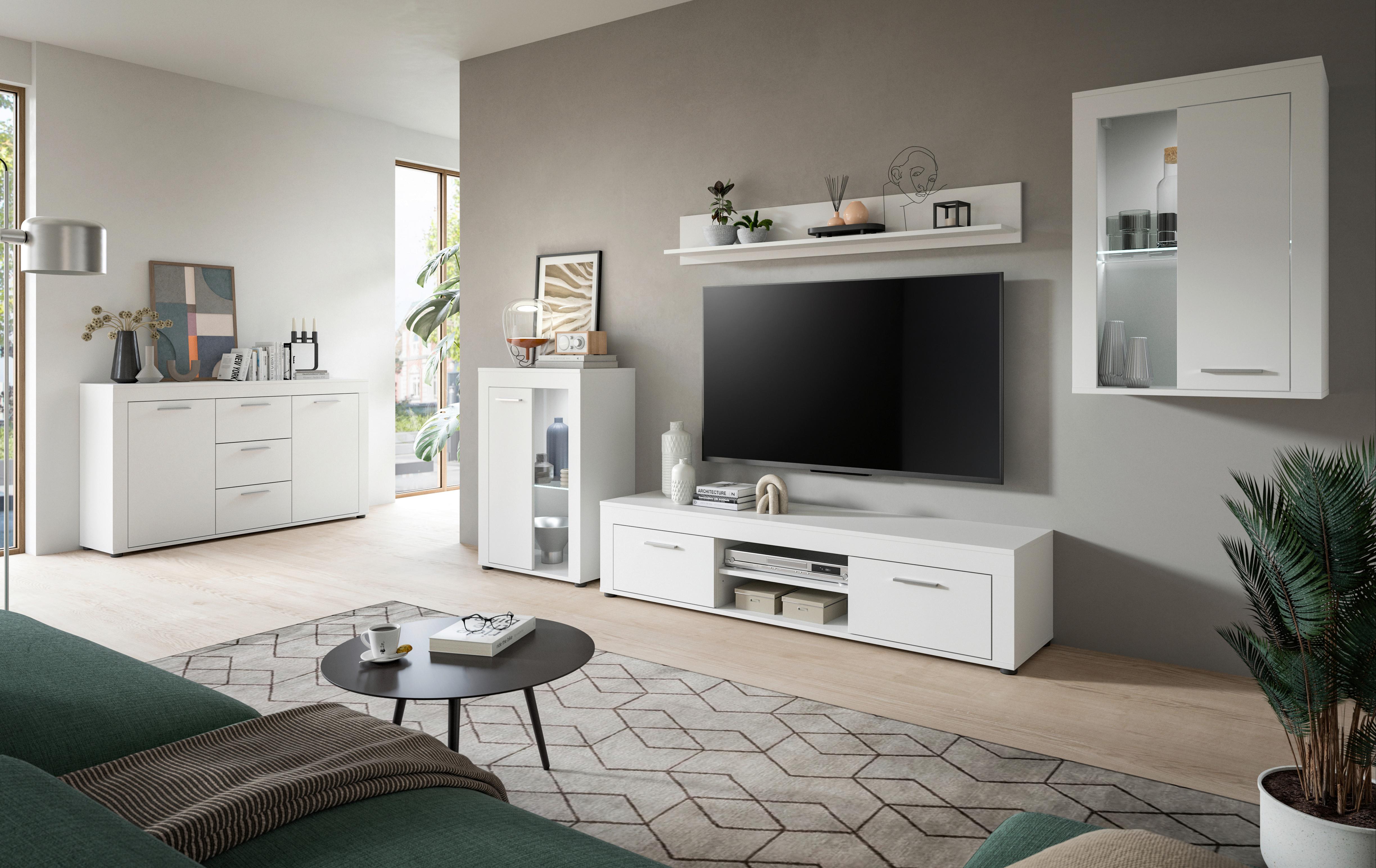 ANSAMBLU MOBILIER CAMERA DE Z JAM - alb, Design, sticlă/material pe bază de lemn (330/169/35cm) - Modern Living