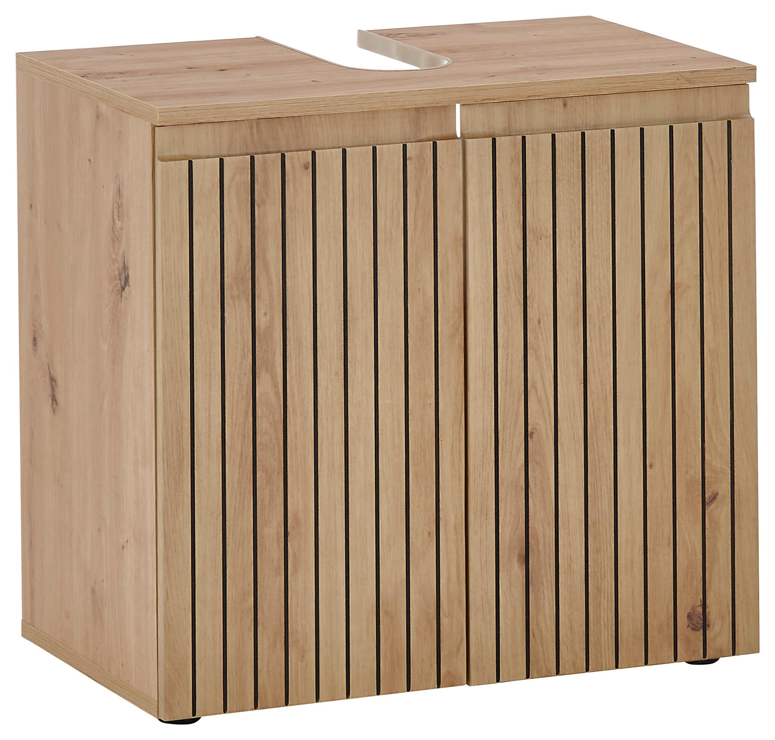 SZAFKA POD UMYWALKĘ AUSTIN - czarny/dąb artisan, Modern, materiał drewnopochodny/tworzywo sztuczne (60/57/36cm) - MID.YOU