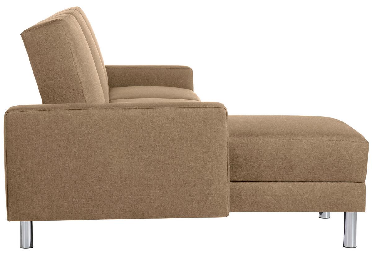 ECKSCHLAFSOFA JUST FASHION - Sandfarben/Chromfarben, KONVENTIONELL, Textil/Metall (152/230cm) - Max Winzer