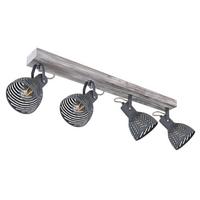 Strahler Mori in Grau max. 40 Watt - Blau/Naturfarben, Basics, Holz/Metall (80/12,5/25cm) - Globo