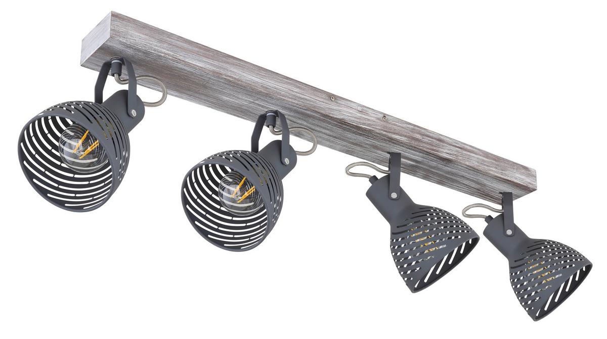 Strahler Mori in Grau max. 40 Watt - Blau/Naturfarben, Basics, Holz/Metall (80/12,5/25cm) - Globo