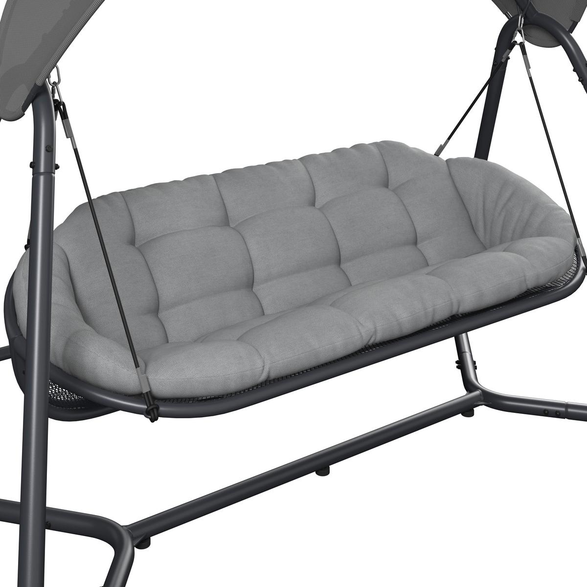 Hintaágy Holiday - világosszürke/antracit, Modern, textil/fém (234/141,5/200cm) - Mömax