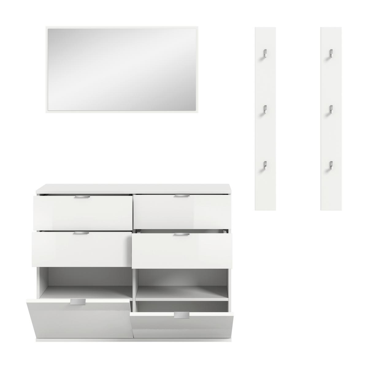 GARDEROBE PROJEKT X - Weiss Hochglanz/Weiss, Design, Holzwerkstoff (171/193/37cm) - Livetastic