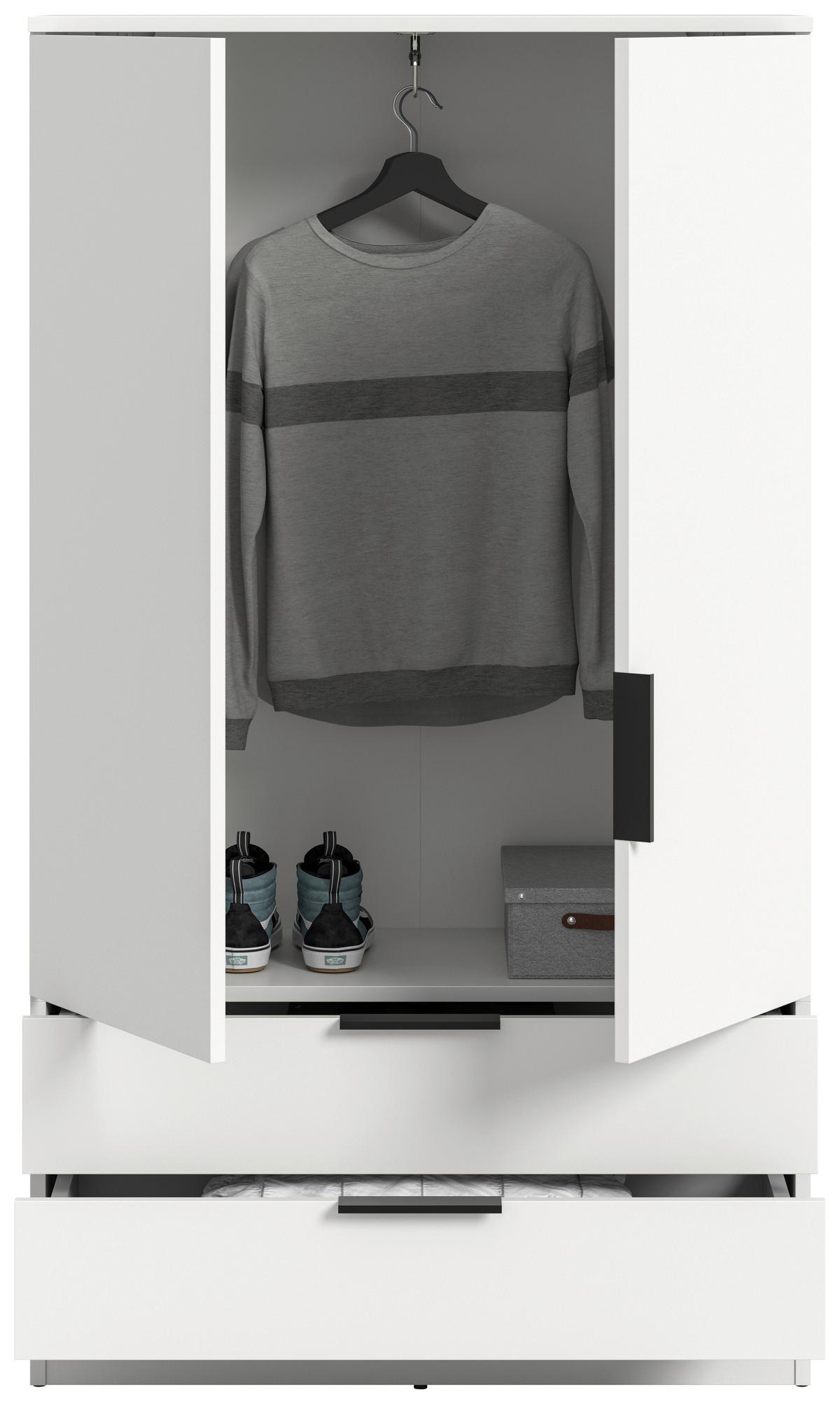 Drehtürenschrank KOPENHAGEN Weiß - Schwarz/Weiß, MODERN, Holzwerkstoff/Kunststoff (80/140/37cm) - Livetastic