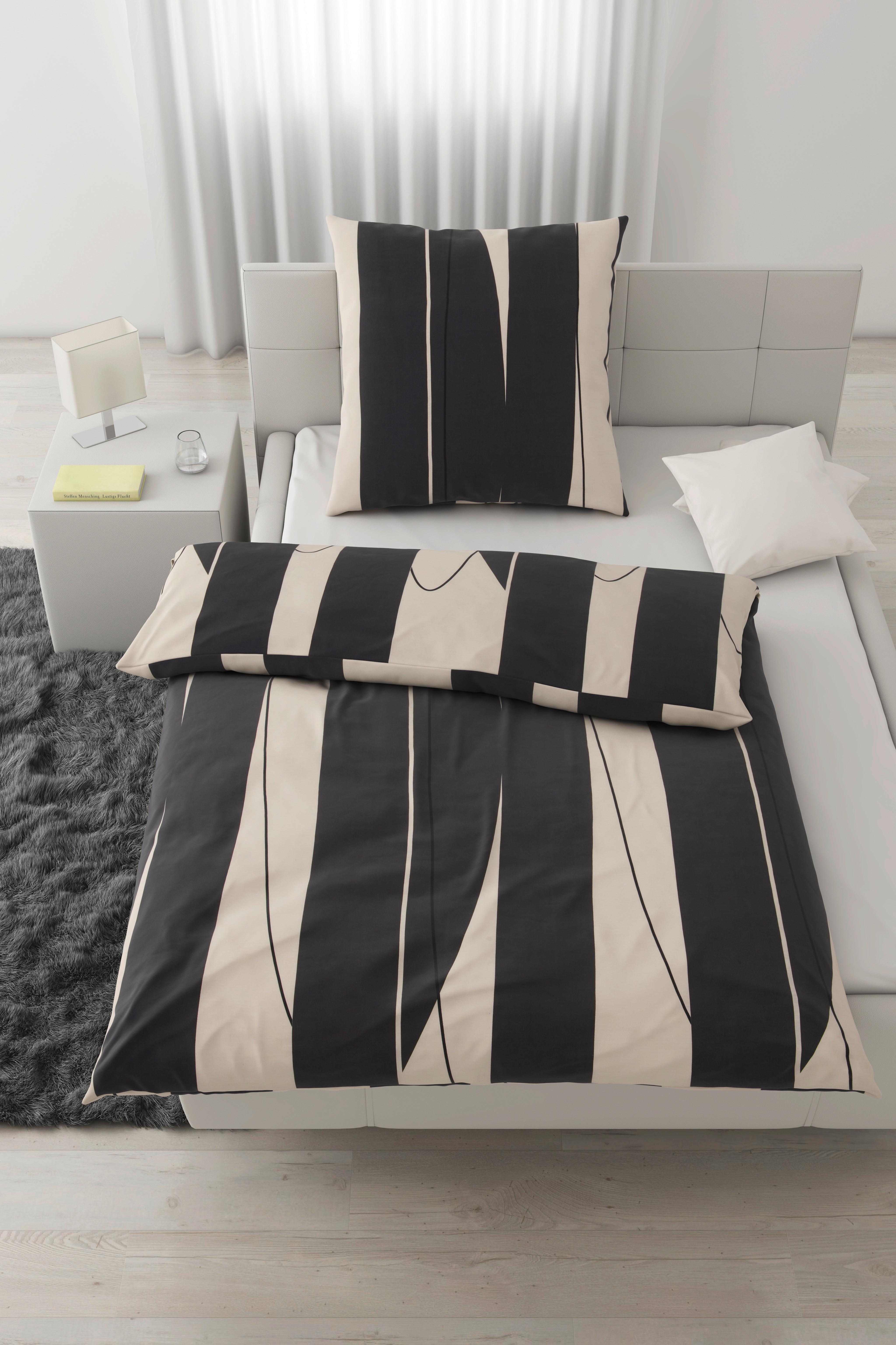 Bettwäsche Abstract XL Schwarz/Weiß ca. 155x220cm - Schwarz/Weiß, MODERN, Textil (155/220cm) - Modern Living