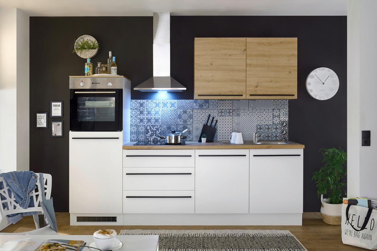 Bucătărie fără electrocasnice NOAH - alb/stejar Artisan, Modern (260/220/60cm) - Modern Living