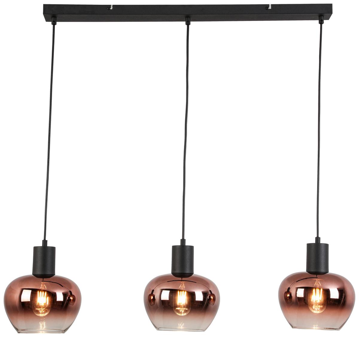 Hängeleuchte Schön Kupferfarben max. 40 Watt - Schwarz/Kupferfarben, MODERN, Glas/Kunststoff (86/18/120cm) - Mömax