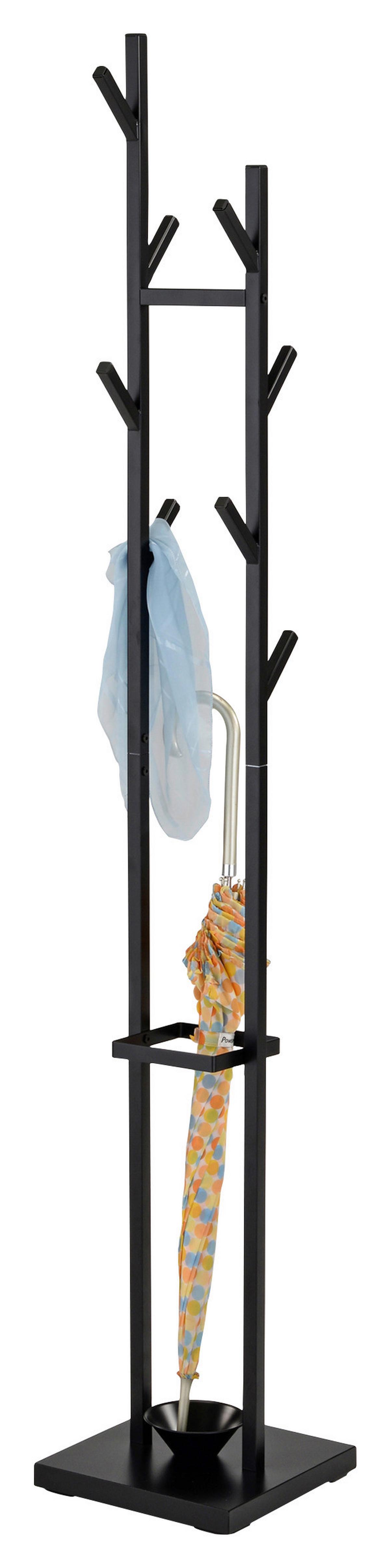 Samostoječi Obešalnik Paris, Črna, 8 Kavljev - črna, Moderno, kovina/umetna masa (28,5/173,5/28,5cm)