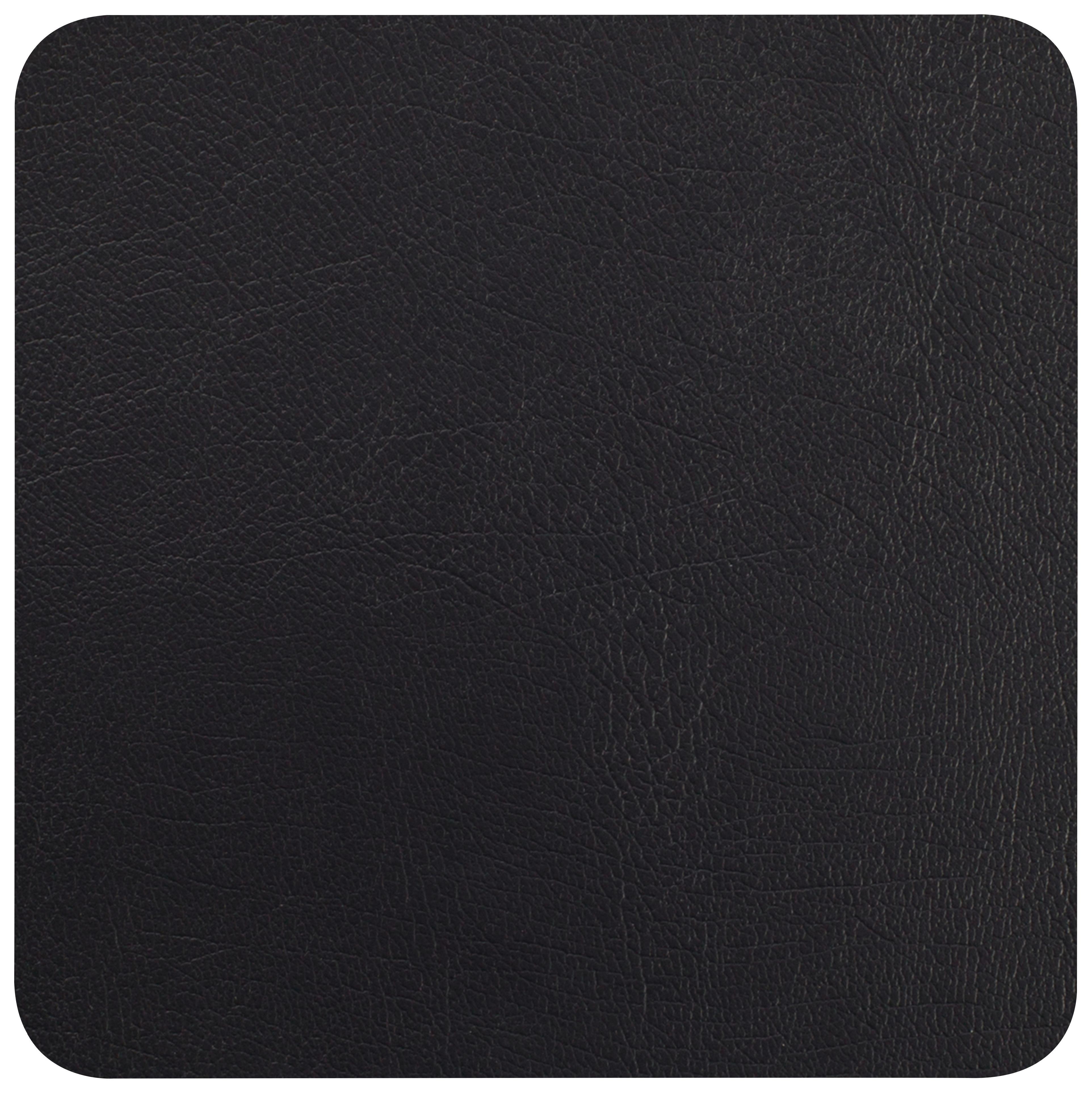 Untersetzer Jette aus Leder in Schwarz - Schwarz, Leder (10/10cm) - Premium Living