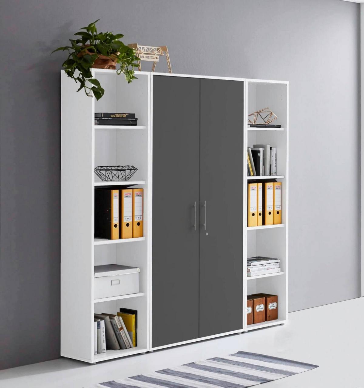 AKTENSCHRANK OFFICE EDITION - SW SET 3 - Anthrazit/Weiß, MODERN, Holzwerkstoff (172,6/185,6/33cm) - MID.YOU