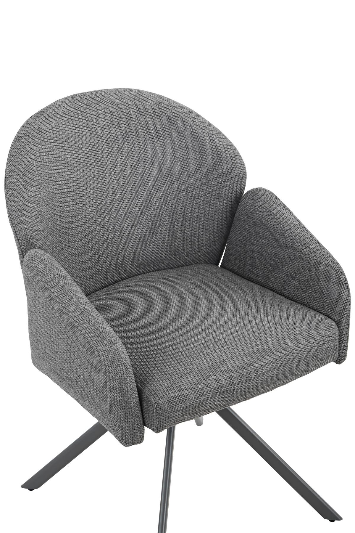 ARMLEHNSTUHL-SET HOLLY S 2ER-SET - Grau, MODERN, Textil/Metall (56,5/84/61cm) - MID.YOU