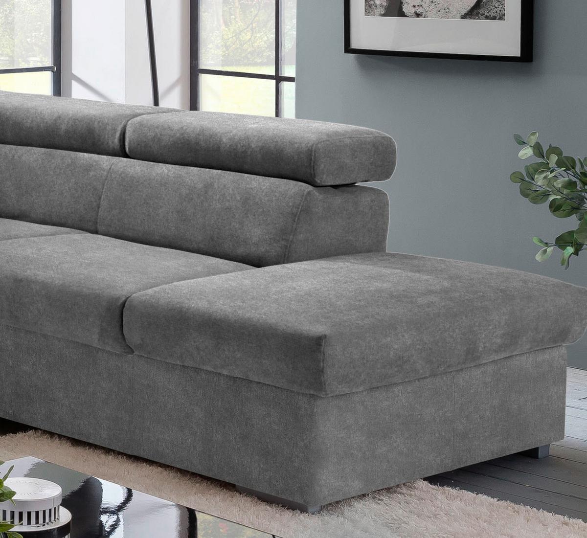 Wohnlandschaft Milla Grau ca. 252x217 cm - Grau, Basics, Holz/Textil (252/217cm) - MID.YOU