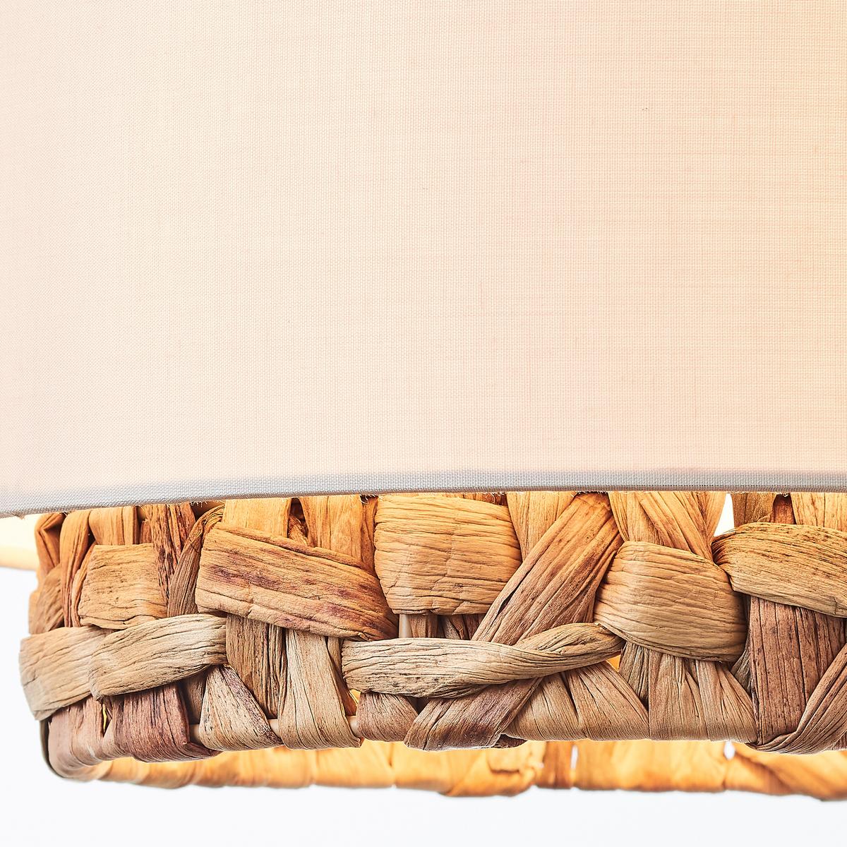 Pendelleuchte Waterlilly Naturfarben/Weiß max. 60 Watt - Schwarz/Naturfarben, Natur, Holz/Textil (120/110/25cm) - Brilliant