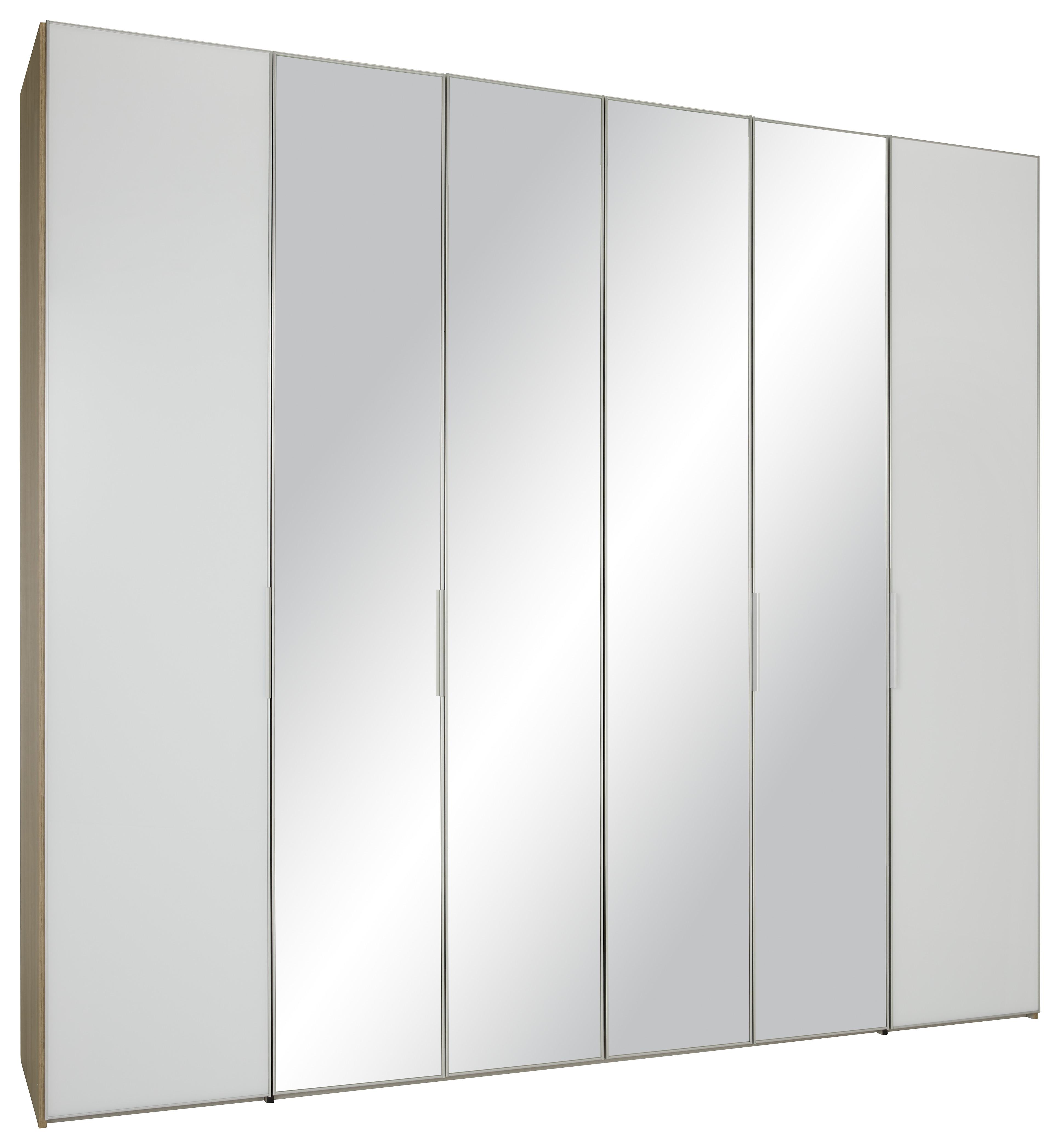 Drehtürenschrank in Weiss/ Eichefarben ca. 265x222x63cm - Weiss/Eichefarben, Konventionell, Glas/Holzwerkstoff (265/222/63cm) - Premium Living