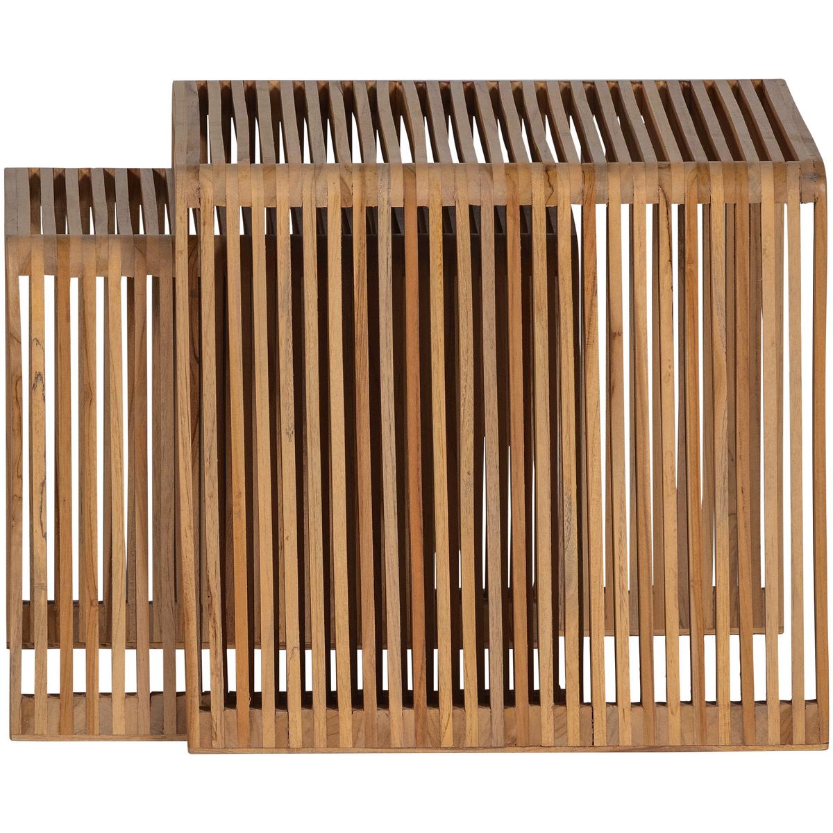 Beistelltisch Jasmijn 2er-Set Teak - Naturfarben, Design, Holz (50-40/41-36/45-40cm) - Livetastic