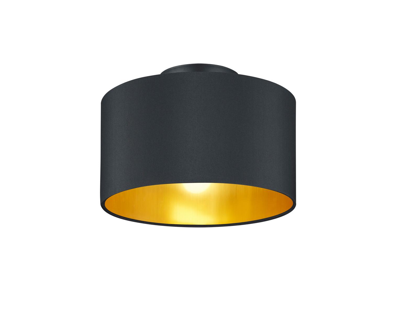 Deckenleuchte Hostel in Schwarz/Gold max. 40 Watt - Goldfarben/Schwarz, Design, Textil/Metall (30/30/22cm) - Trio Leuchten
