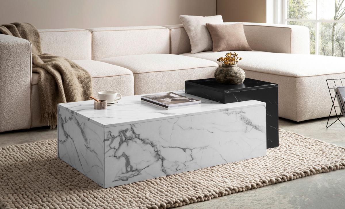 COUCHTISCH WL7.143 - Weiss/Schwarz, Design, Holzwerkstoff (120/60/40cm) - Livetastic