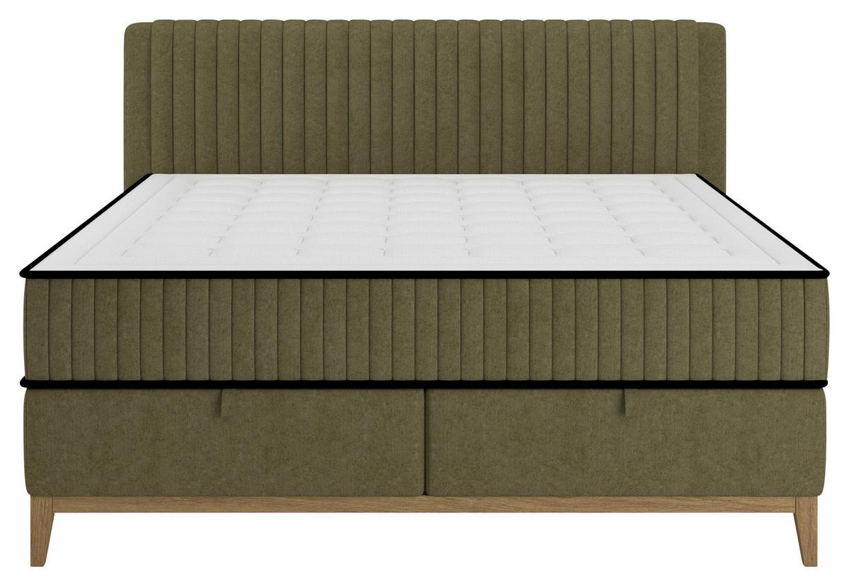 Bett Elena Olivgrün ca. 200x200cm - Olivgrün, KONVENTIONELL, Holz/Holzwerkstoff (200/200cm) - Sembella