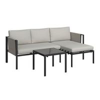 KOMPLET MEBLI TARASOWYCH GRISELDA - czarny/szary, Design, metal/tkanina (191,5/120cm) - Ambia Garden
