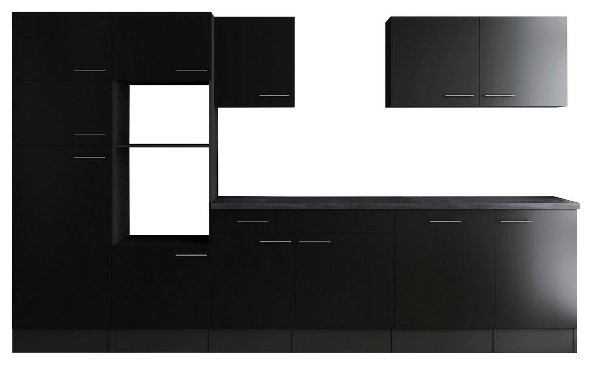 Kuhinjski Blok Brez Aparatov Oliver, 340cm - srebrne barve/črna, Design, kovina/leseni material (340cm) - Respekta