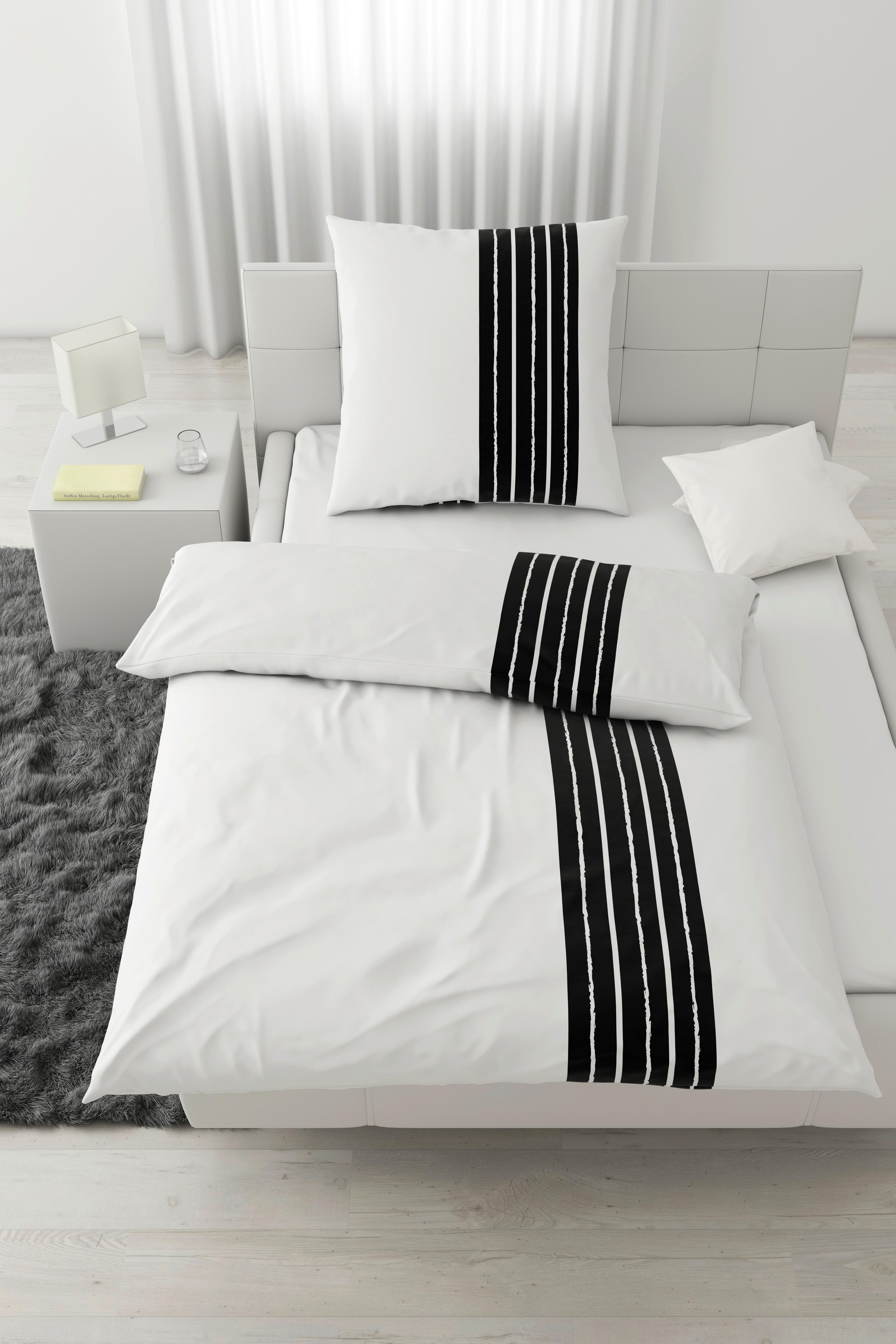 Bettwäsche Stripes in Weiß ca. 135x200cm - Weiß, MODERN, Textil (135/200cm) - Modern Living