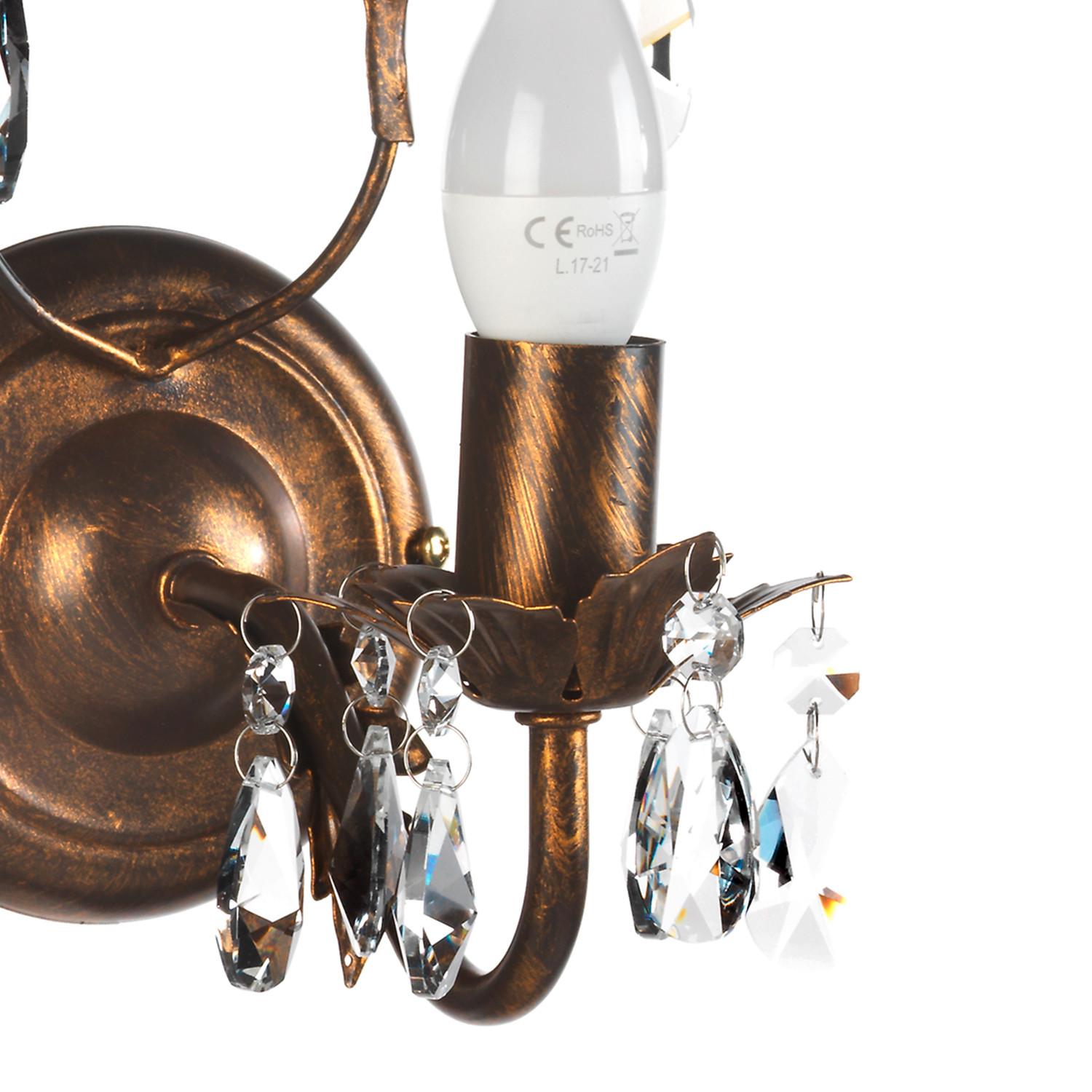 Wandleuchte Teresa Bronzefarben max. 6 Watt - Bronzefarben, KONVENTIONELL, Glas/Metall (22/13/30cm)
