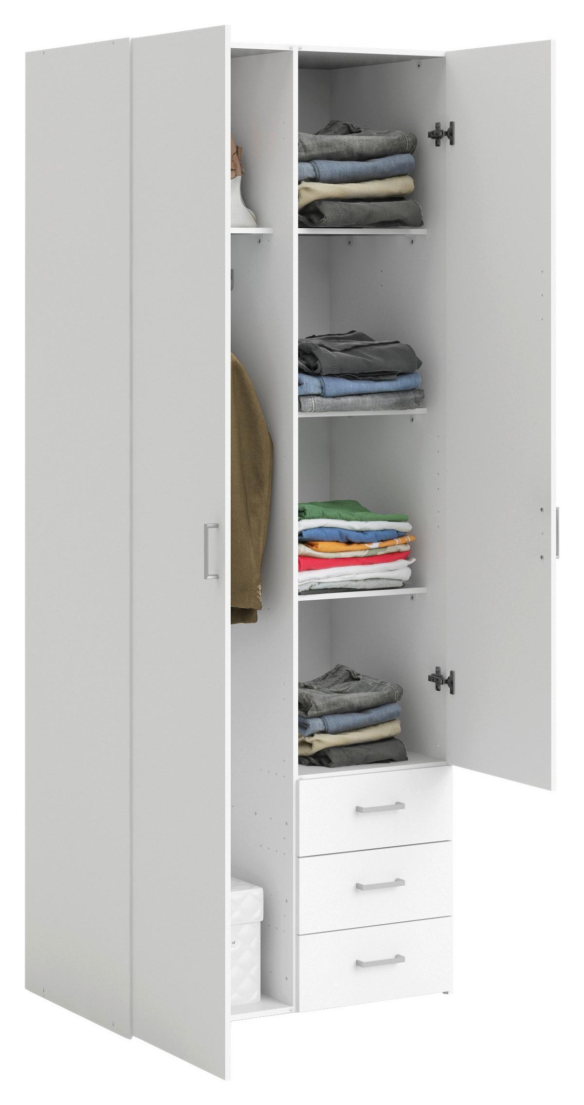 Omara Za Oblačila Space, Bela - srebrne barve/bela, Basics, kovina/leseni material (77,6/200,4/49,5cm) - P & B