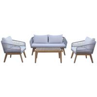 Gartenset Michi 1 Grau/Akaziefarben, 4-teilig - Grau/Akaziefarben, MODERN, Holz/Metall (82/55/40cm) - Mömax