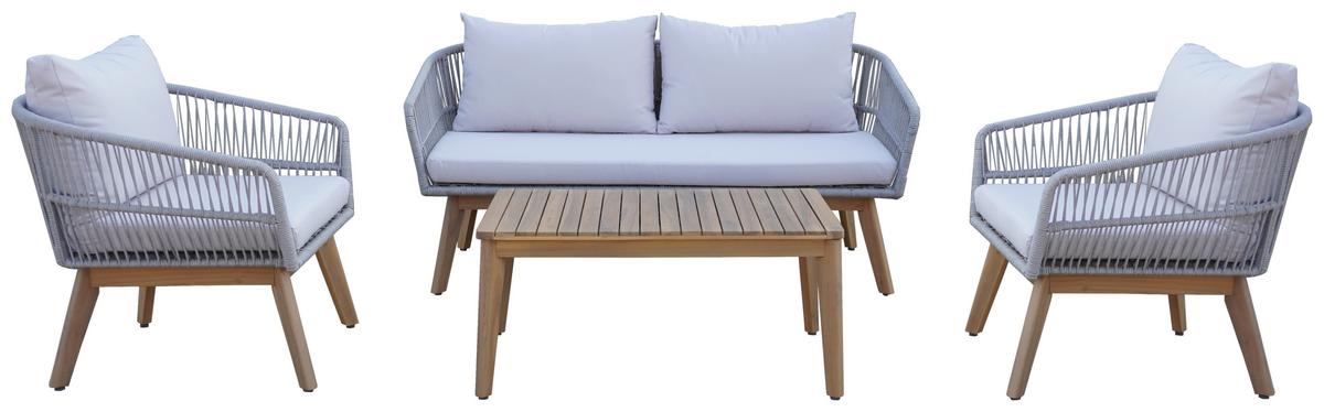 Gartenset Michi 1 Grau/Akaziefarben, 4-teilig - Grau/Akaziefarben, MODERN, Holz/Metall (82/55/40cm) - Mömax