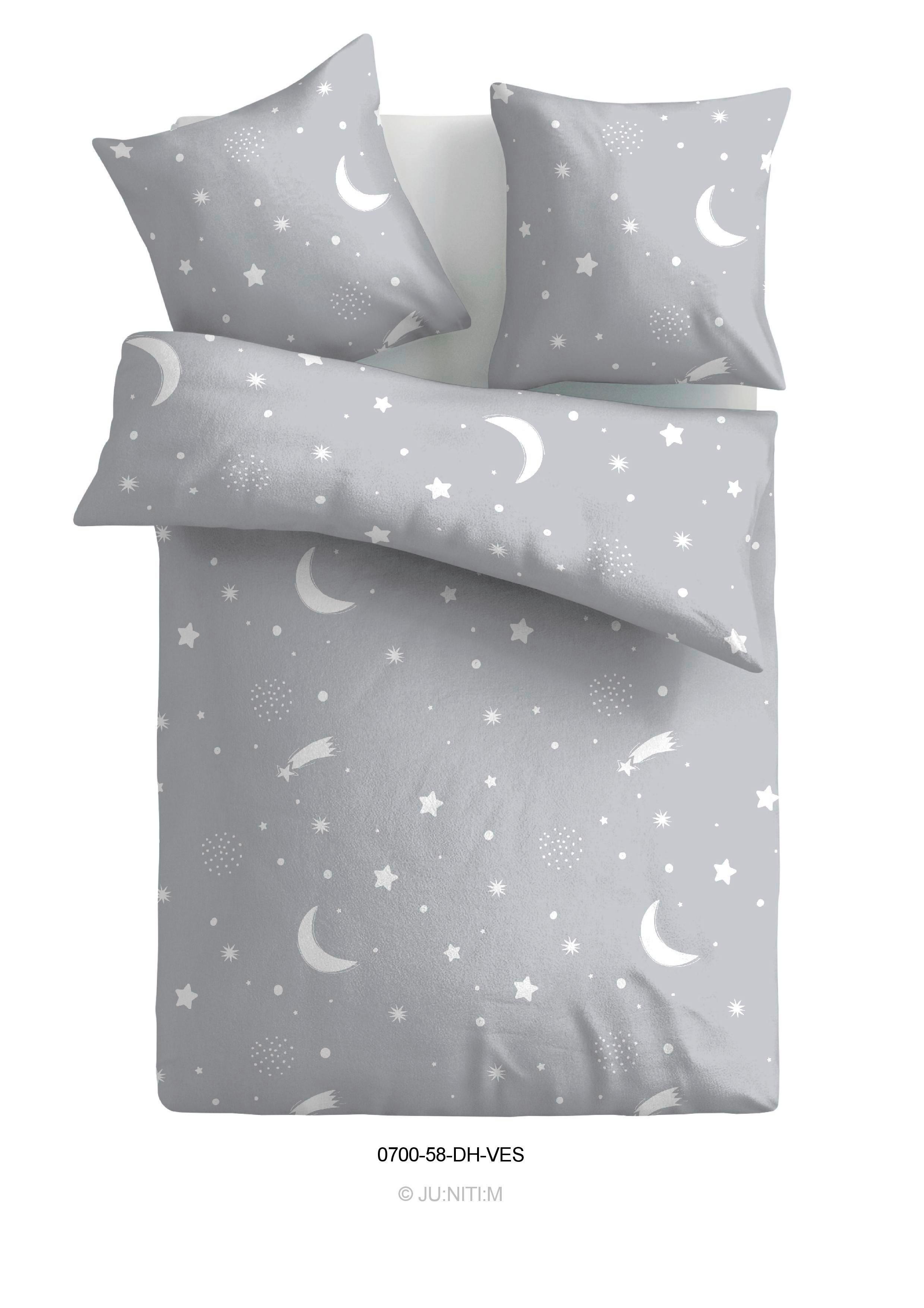 Posteljina 70/90cm 140/200cm Stars And Moon - bijela/svijetlo siva, Konventionell, tekstil (140/200cm) - Modern Living