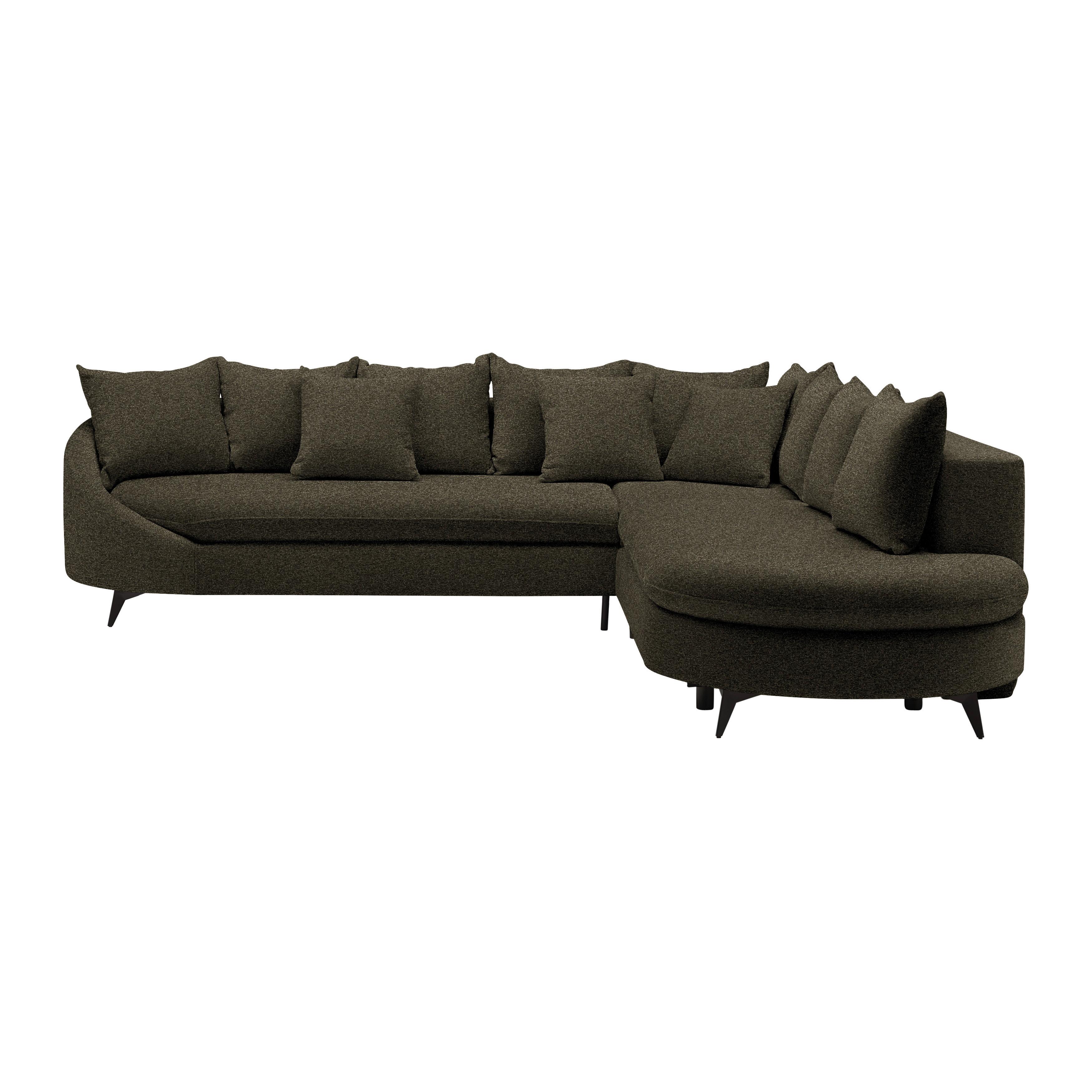 Ecksofa Axel Dunkelgrün - Dunkelgrün/Schwarz, MODERN, Textil/Metall (291/87/250cm) - Mömax