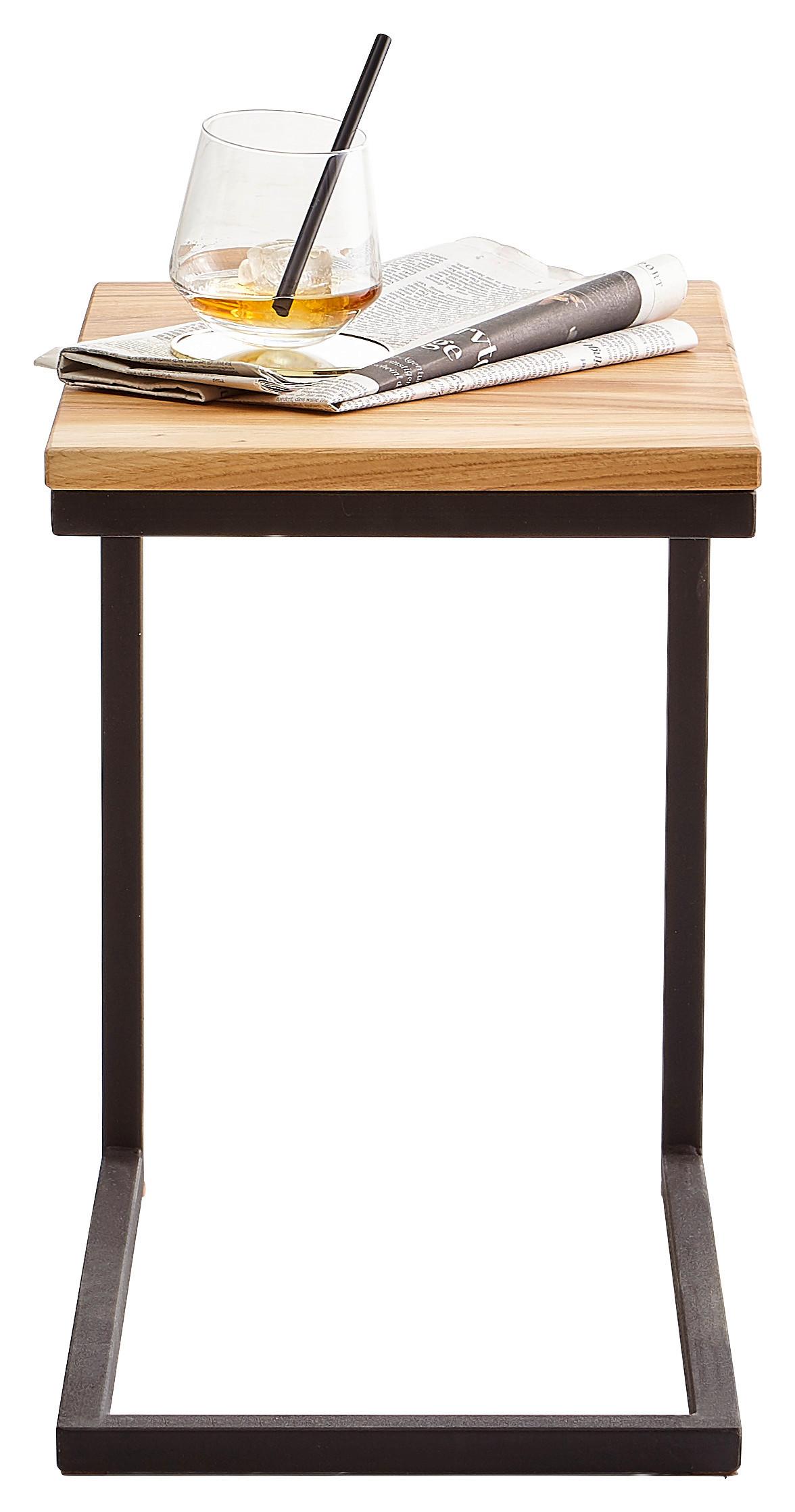 STOLIK BOCZNY TIBO - kolor dębowy/czarny, Natur, metal/drewno (30/45/45cm) - Xora