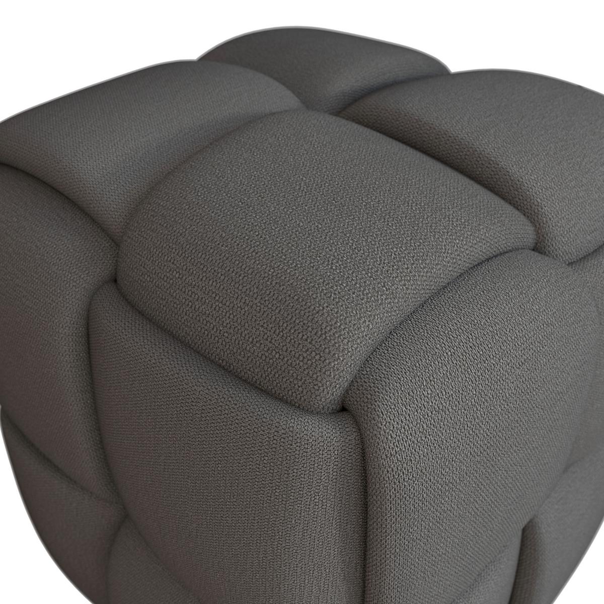 Hocker Ella Bouclé Beige - Creme/Schwarz, MODERN, Holz/Kunststoff (45/45/45cm) - Bessagi Home