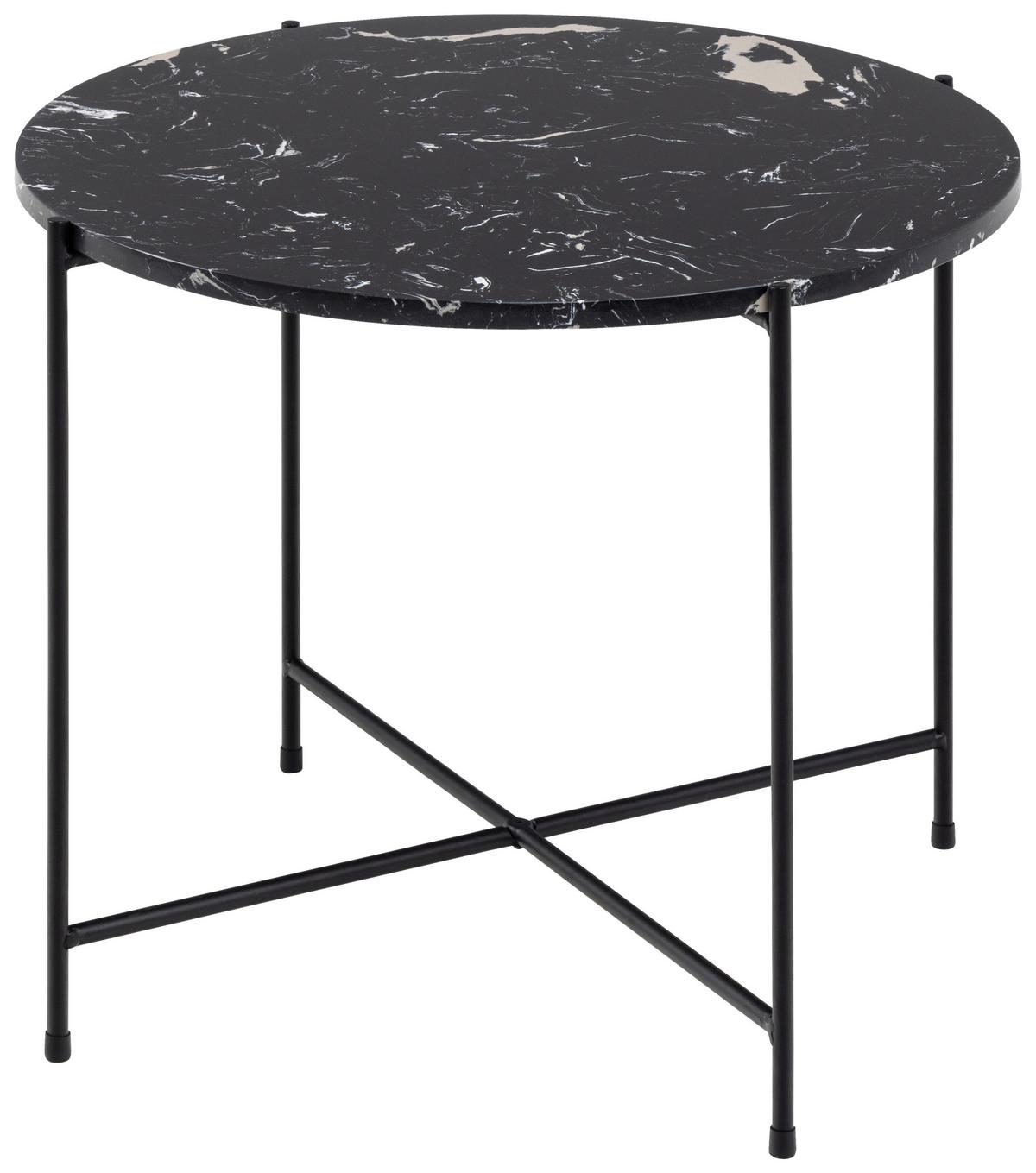 Masă auxiliară AVILA - negru, Trend, metal/piatră (52/52/40cm) - Modern Living