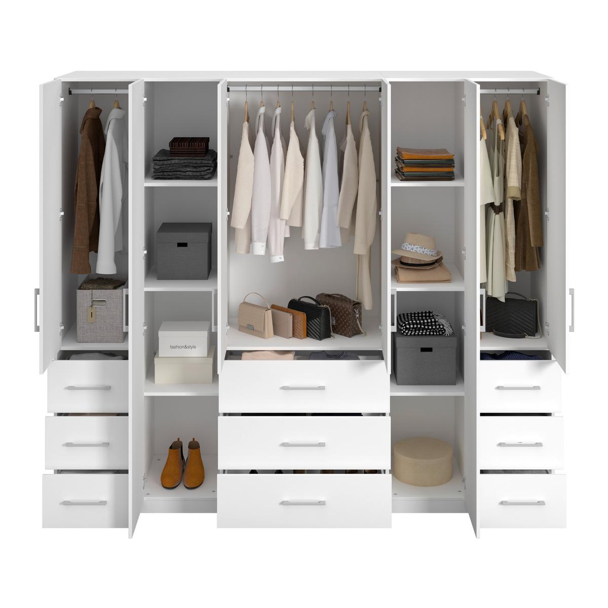 Drehtürenschrank Vivaldi -Exklusiv- - Weiss Hochglanz/Chromfarben, Konventionell, Holzwerkstoff/Metall (245/210/55cm) - Mömax