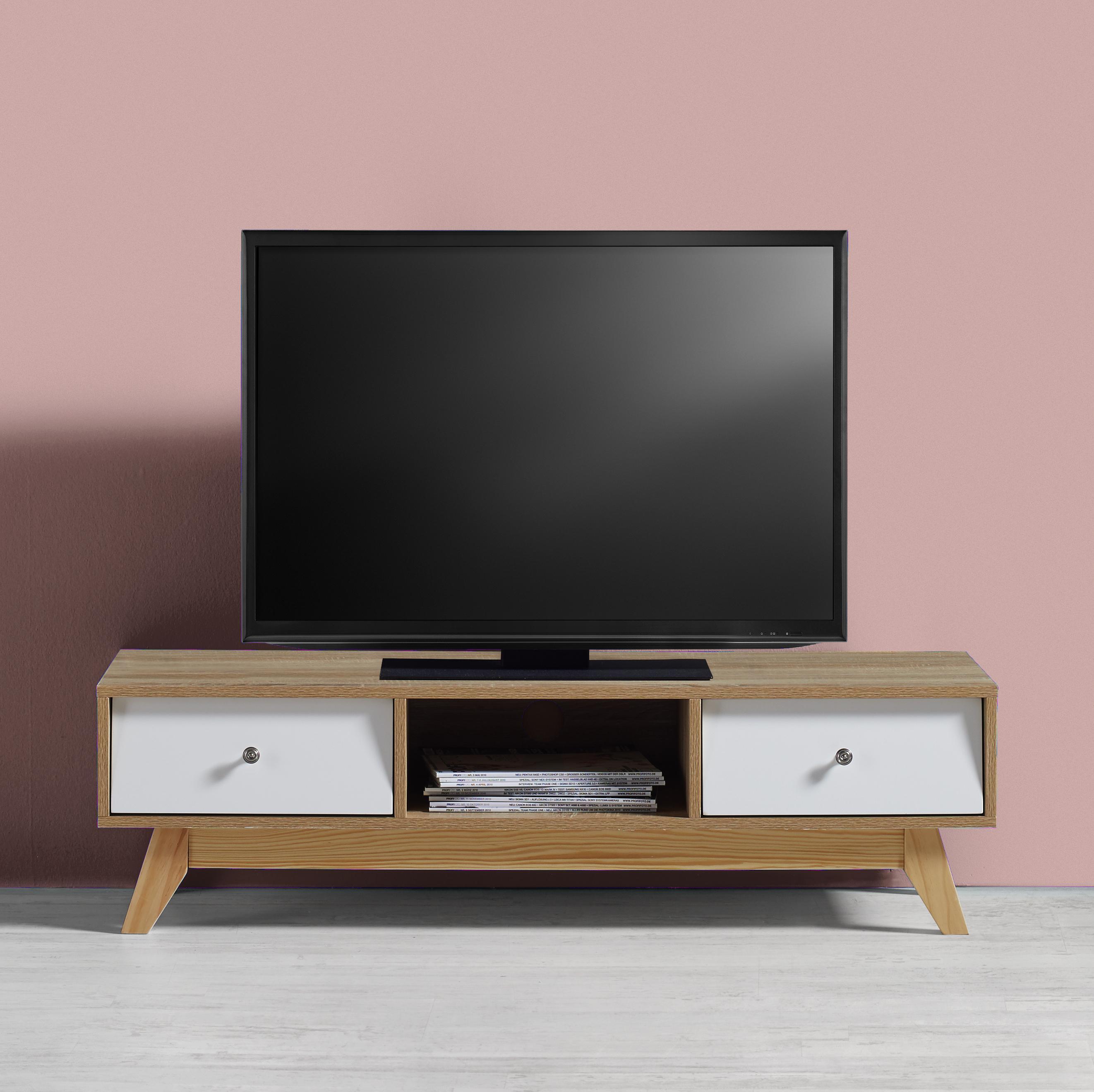 TV-Element in Pinienfarben/ Weiß 'Enny' - Weiß/Pinienfarben, MODERN, Holz/Metall (120/34/35cm) - Bessagi Home